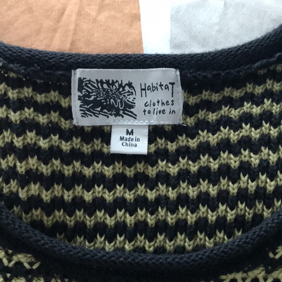 Olive green and black striped cotton Habitat sweater - Picture 5 of 12
